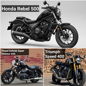 Honda Rebel 500 comparison with Enfield and Triumph
